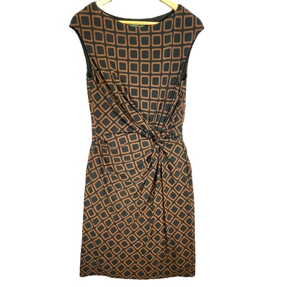 Lauren Ralph Lauren Women's Geometric Print Twist Knot Sheath Dress Size 10 - Picture 1 of 5